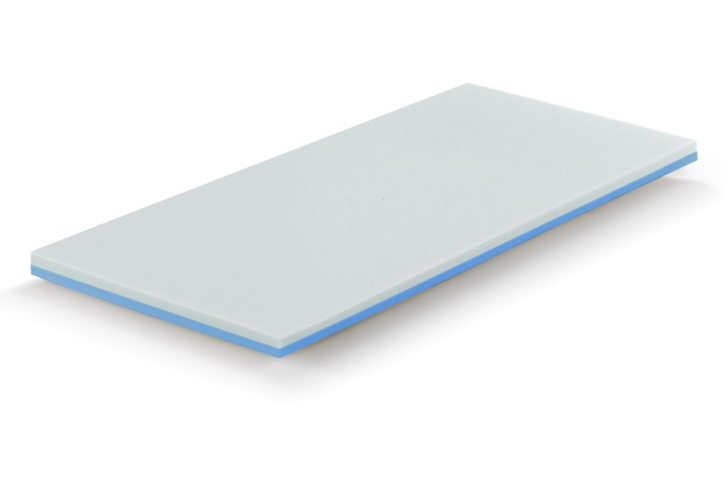 Marcapiuma Polar, lastra con strato Polar Foam sopra e memory azzurro sotto