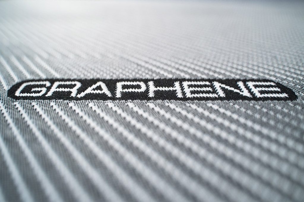 Marcapiuma Polar, primo piano del tessuto Graphene con fibra di grafite