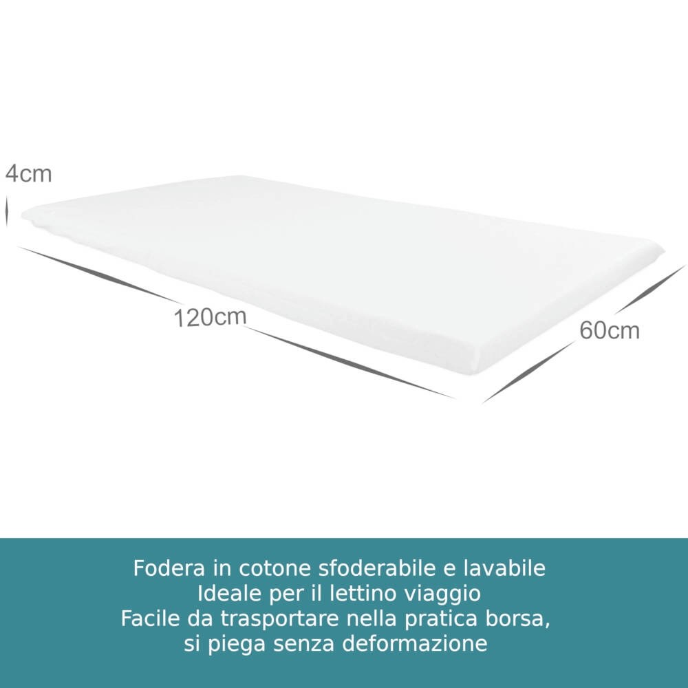 Materassino Baby Idea, misure 120x60 cm e spessore 4 cm