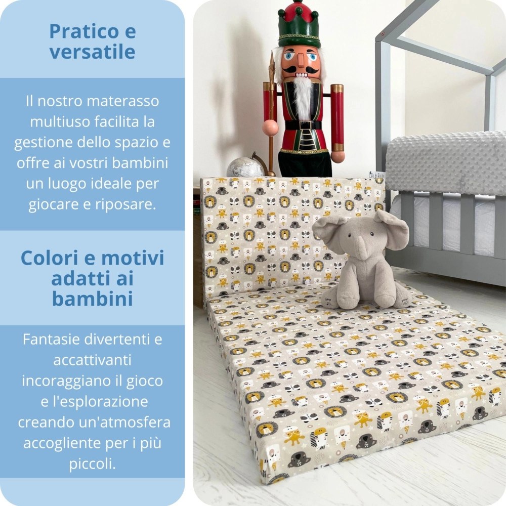 Materasso Baby Idea Tappeto Gioco piegato come seduta con peluche