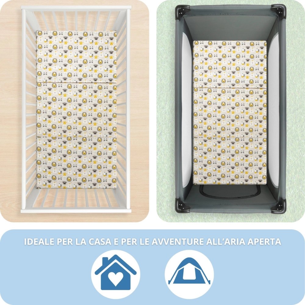 Materasso Baby Idea Tappeto Gioco dentro un lettino e un lettino da campeggio