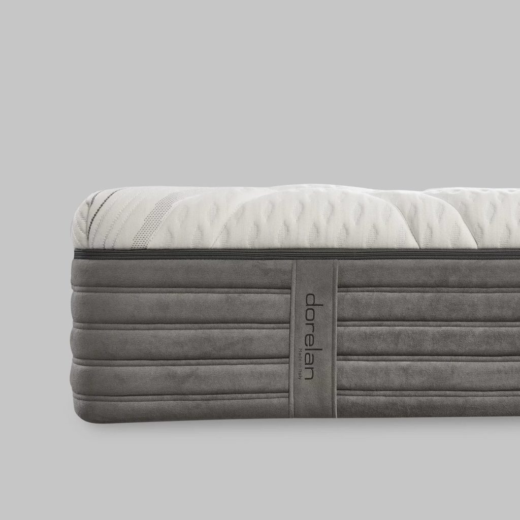 Dorelan Rising – vista laterale con fascia in velluto grigio