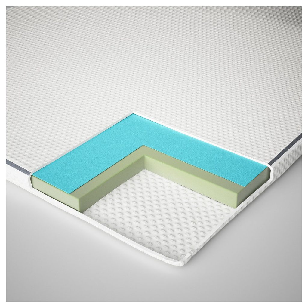 IKEA Nästaberg – sezione con lo strato di memory foam azzurro