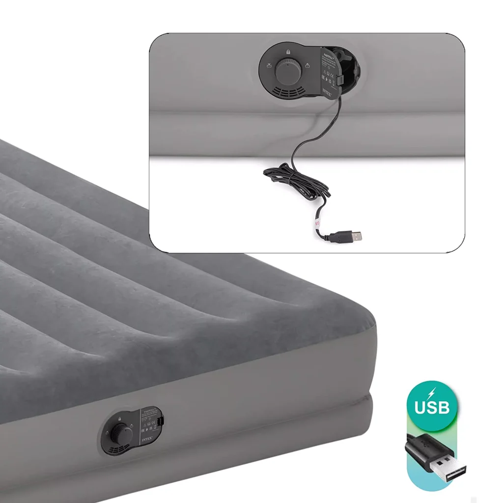 Intex Dura-Beam Prestige Mid-Rise USB Singolo, dettaglio della pompa con cavo USB