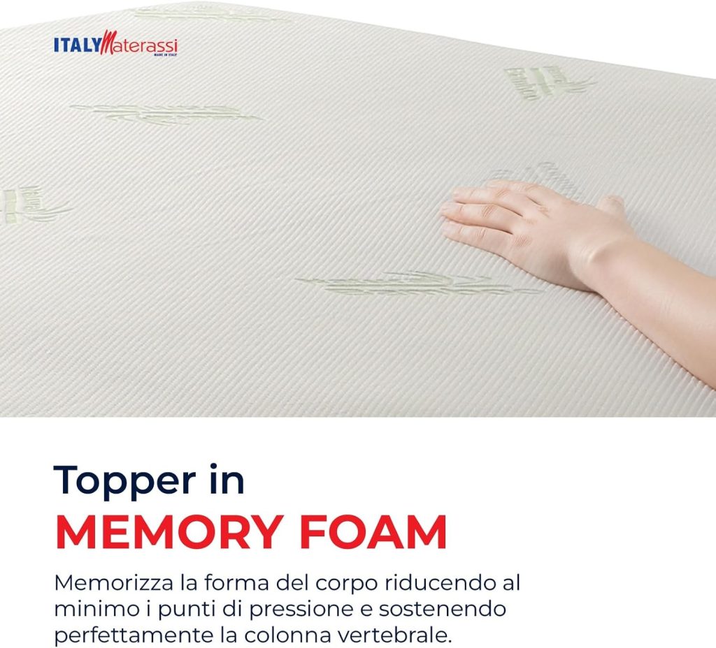 Italymaterassi Topper Memory H7, mano che preme la superficie in memory foam