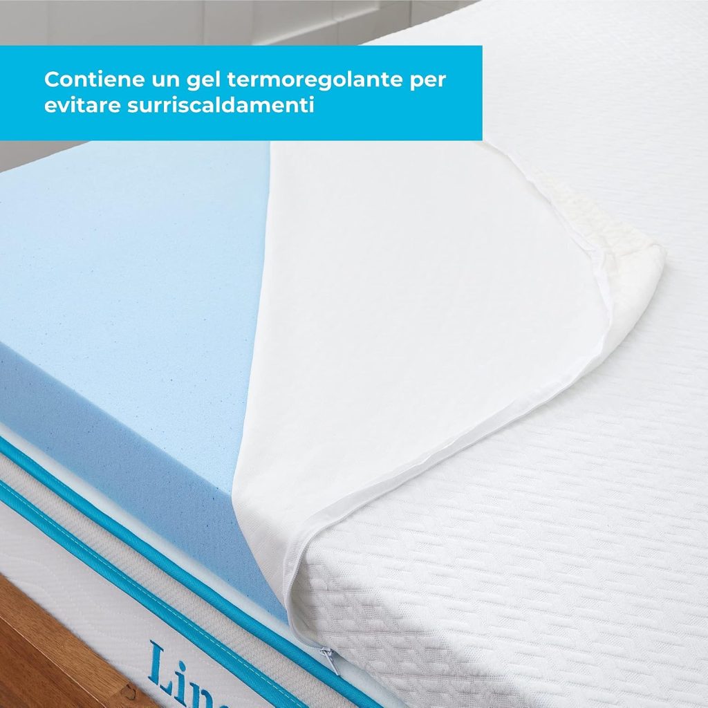Linenspa topper 10 cm – fodera sollevata sulla schiuma azzurra con gel