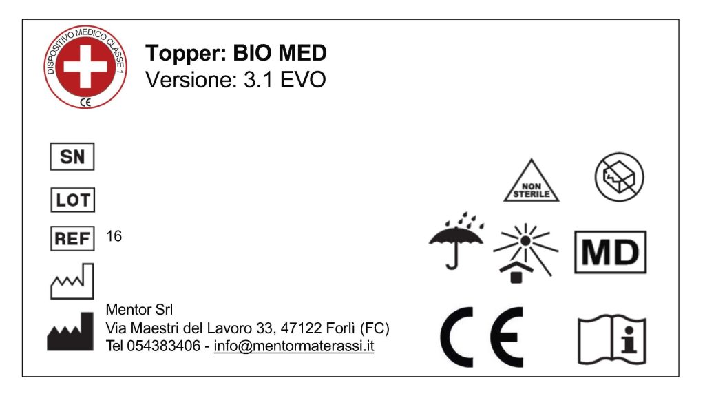 Mentor Bio Med 3.1 Evo, etichetta del dispositivo medico CE