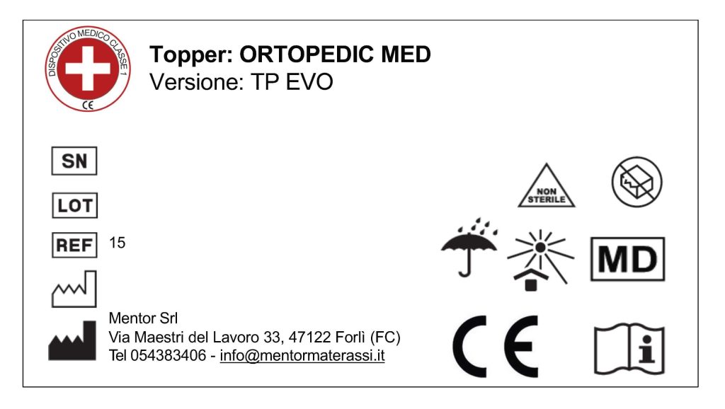 Mentor Ortopedic Med TP Evo, etichetta del dispositivo medico CE