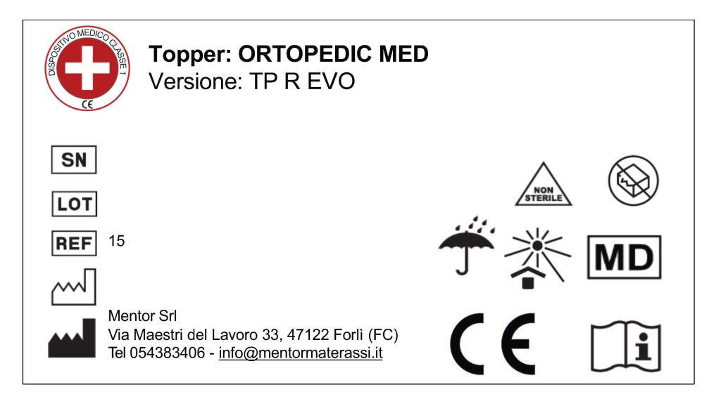 Mentor Ortopedic Med TP R Evo, etichetta del dispositivo medico CE