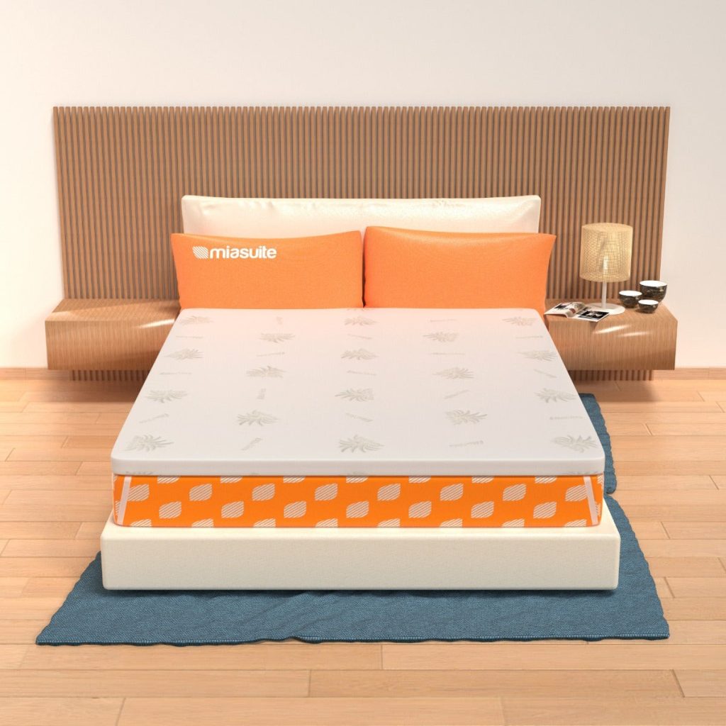 MiaSuite Waterfoam Aloe Vera H5 su un letto matrimoniale
