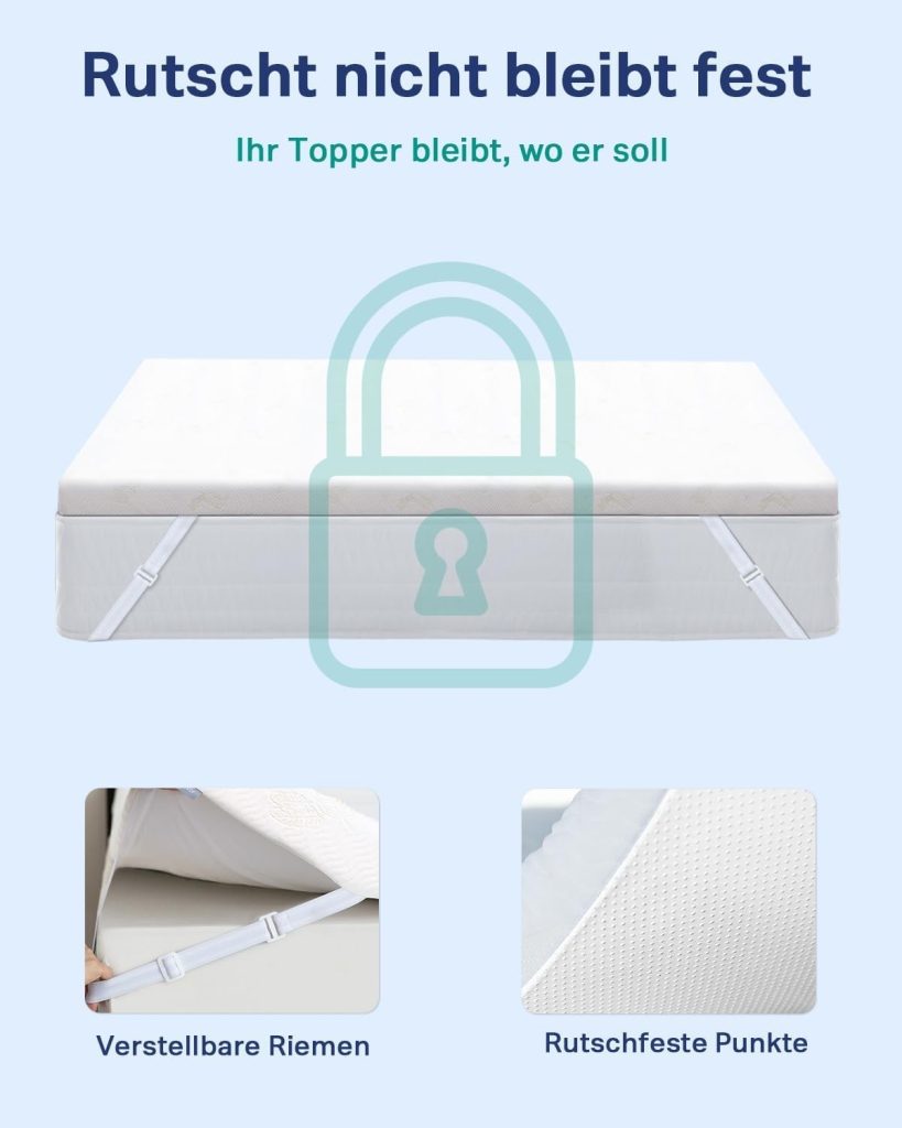 Newentor Topper 7 cm H2/H3, cinghie regolabili e punti antiscivolo sul fondo