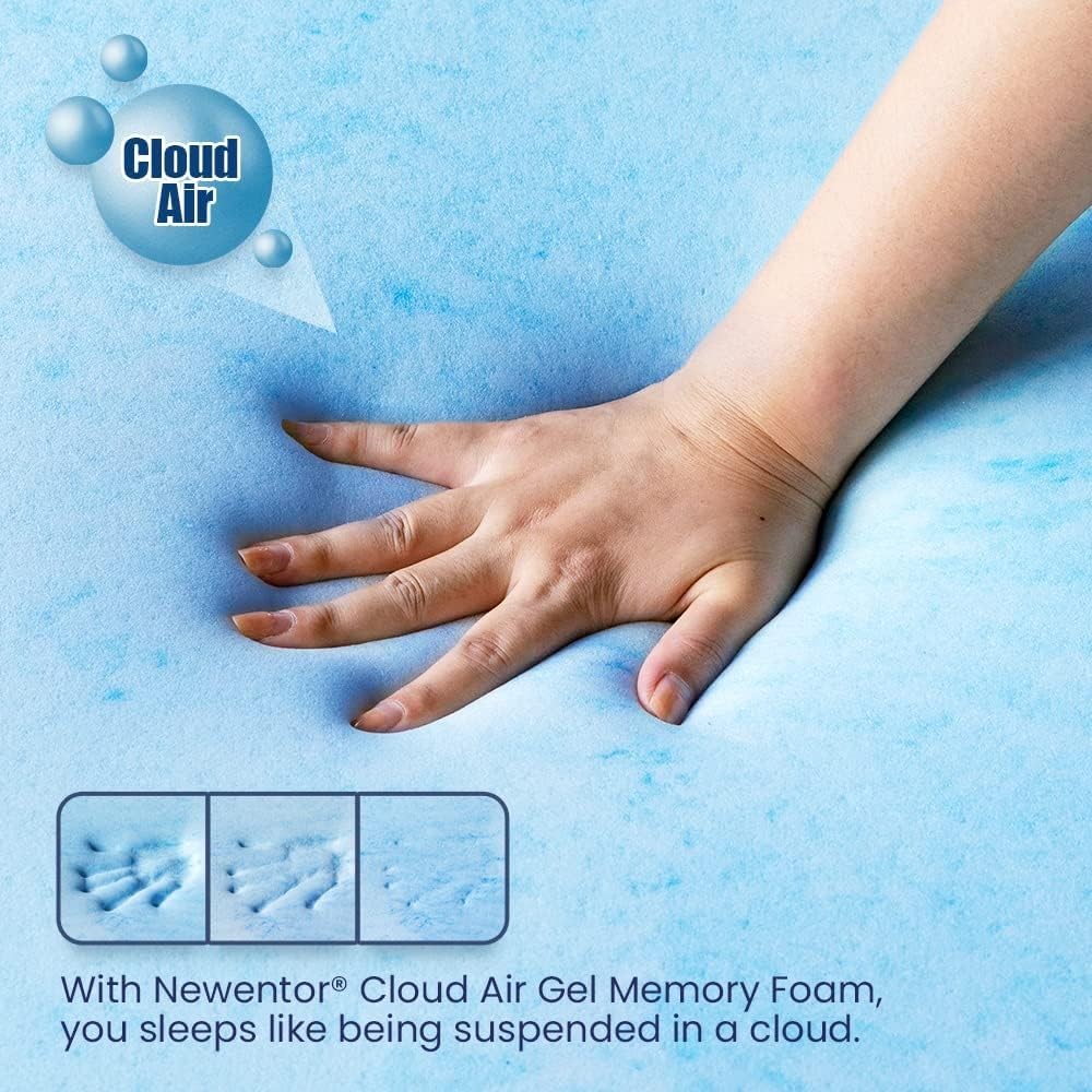 Newentor Topper 7 cm, mano che preme lo strato in memory foam con gel